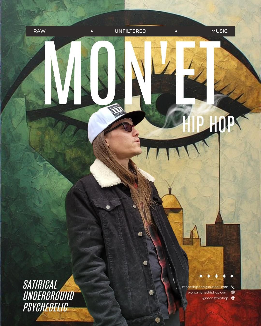 Mon'et — raw, unfiltered music. Satirical underground psychedelic hip hop from Prince Edward Island.